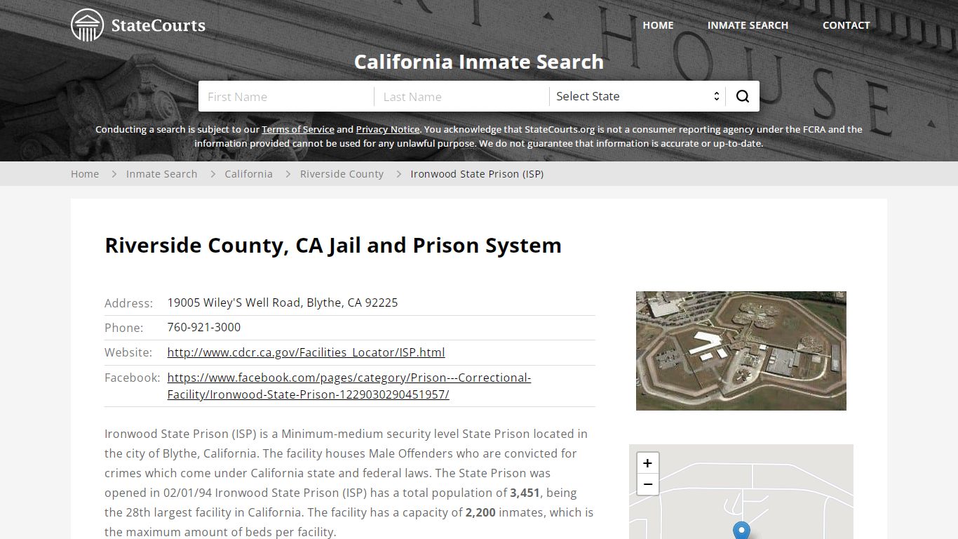 Ironwood State Prison (ISP) Inmate Records Search, California - StateCourts